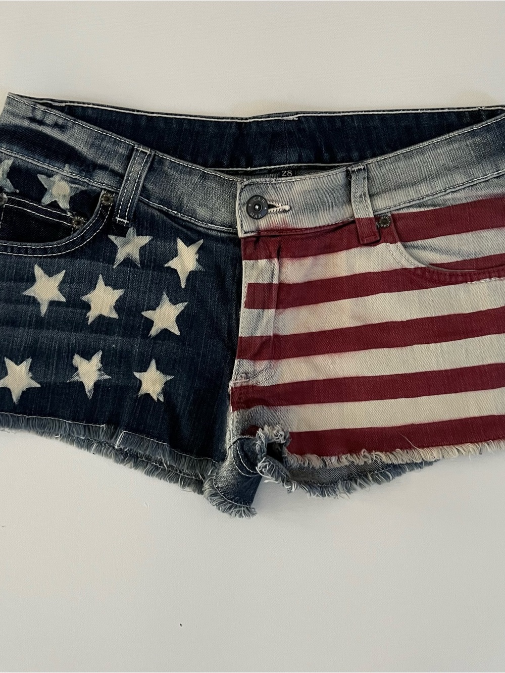 Carmar Americana Flag Jean Shorts - Red, White & Blue sz 28